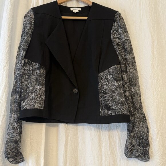 Helmut Lang Black Wool Silk Lightweight Blazer Size 6 Chiffon Luxury Chic - Picture 2 of 12